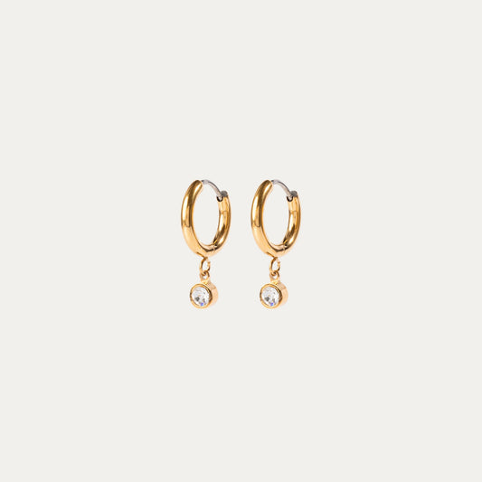 Birthstone Charm Hoop Earrings